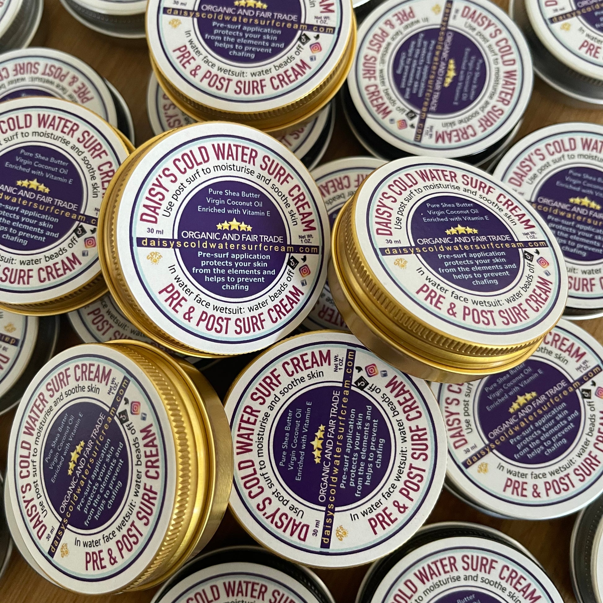 Pre and post surf cream for cold water conditions